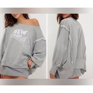 Free‎ People New York Grey Graphic Camden Pullover NWT